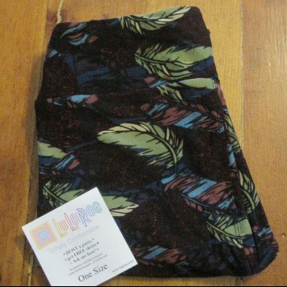 Lularoe Paisley Feathers Leggings, One Size - Picture 1 of 5